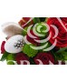 Aranjament floral cu trandafiri rosii si lalele