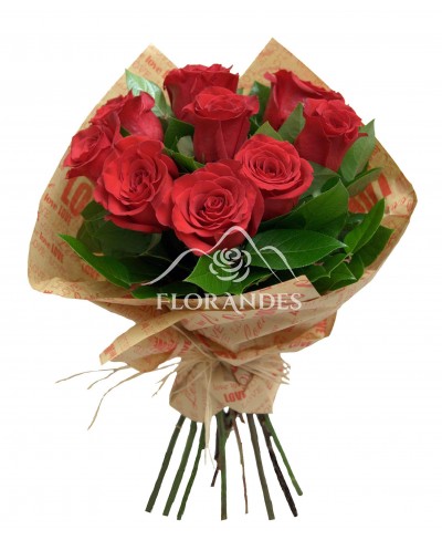Buchet 9 trandafiri rosii