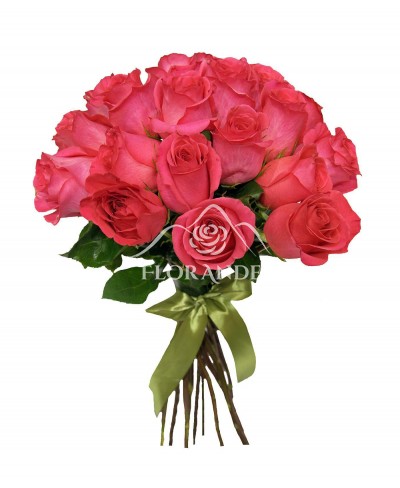 Buchet de 21 trandafiri roz ciclam