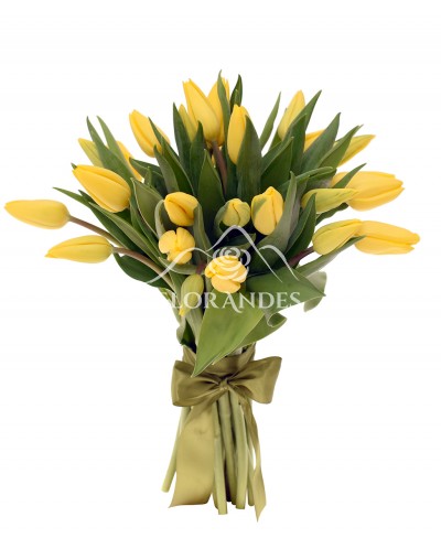 Buchet 25 lalele galbene