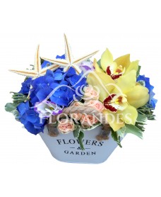 Aranjament floral hortensie albastra