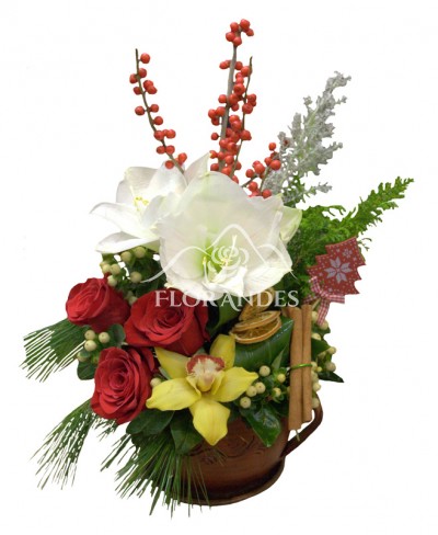 Aranjament floral amaryllis alb