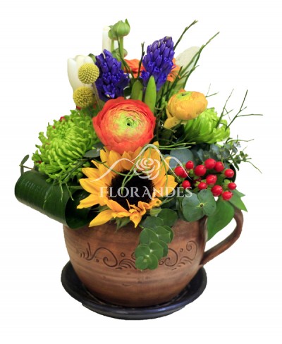 Aranjament floral cu floarea soarelui