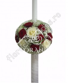 Lumanari de nunta din trandafiri rosii